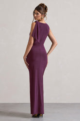 Plum Twisted Knot Maxi Dress
